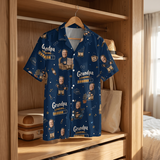 Grandpa Loading Hawaiian Shirt - Personalized Tropical Gift for Grandpa