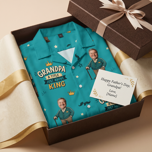Grandpa A Title Just Above King Hawaiian Shirt - Personalized Tropical Gift for Grandpa