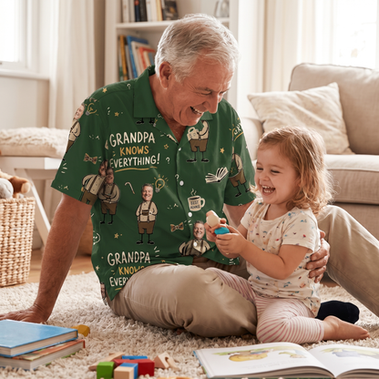 Grandpa Knows Everything Hawaiian Shirt – Personalized Tropical Gift for Grandpa