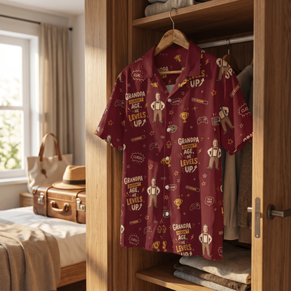 Grandpa Doesn't Age He Levels Up Hawaiian Shirt – Personalized Tropical Gift for Grandpa