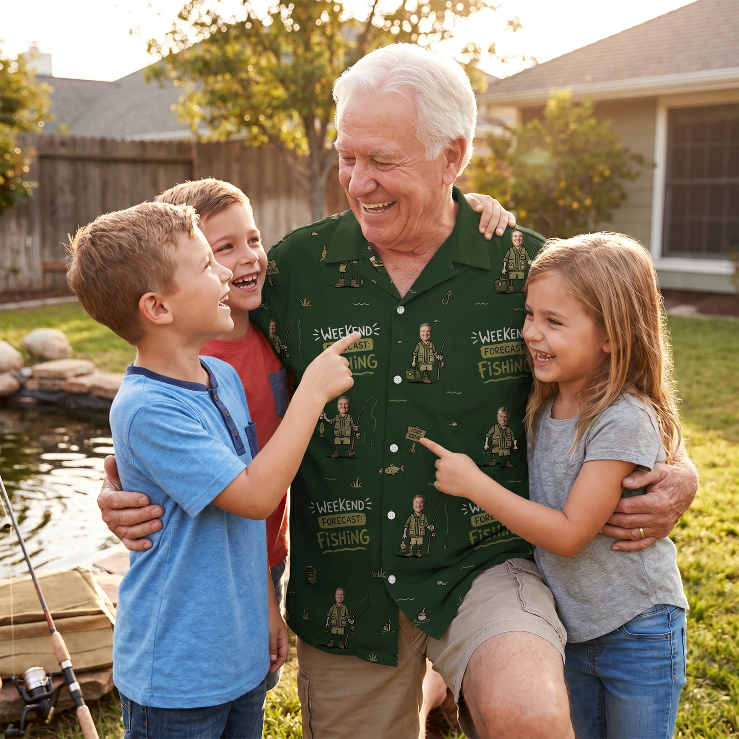 Grandpa Super Hero Custom Photo Hawaiian Shirt – Personalized Father’s Day Gift for Grandpa | Weekend Fishing & Tropical Summer Shirt