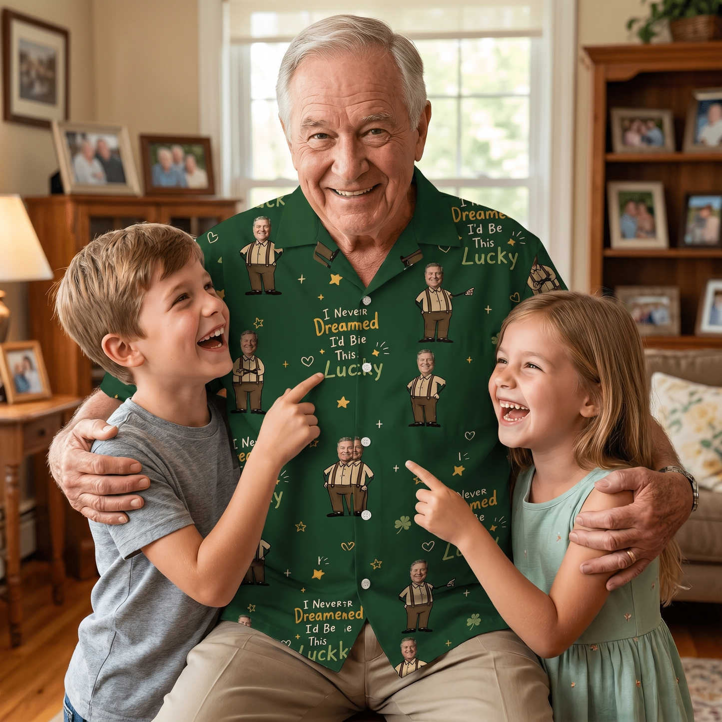 I Never Dreamed I'd Be This Lucky Custom Photo Hawaiian Shirt – Personalized Father's Day Gift for Grandpa | Tropical Weekend Fishing Shirt