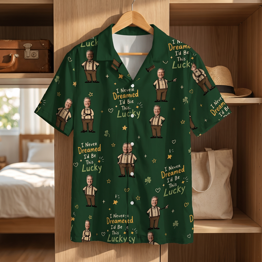I Never Dreamed I'd Be This Lucky Custom Photo Hawaiian Shirt – Personalized Father's Day Gift for Grandpa | Tropical Weekend Fishing Shirt