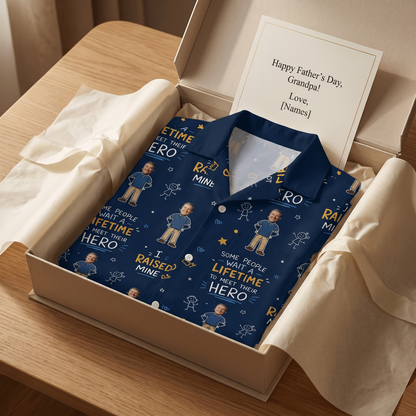 I Raised Mine Custom Photo Hawaiian Shirt – Personalized Father's Day Gift for Grandpa | Tropical Fishing & Family Vacation Shirt