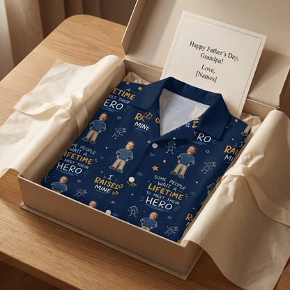 I Raised Mine Custom Photo Hawaiian Shirt – Personalized Father's Day Gift for Grandpa | Tropical Fishing & Family Vacation Shirt