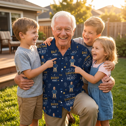I Raised Mine Custom Photo Hawaiian Shirt – Personalized Father's Day Gift for Grandpa | Tropical Fishing & Family Vacation Shirt