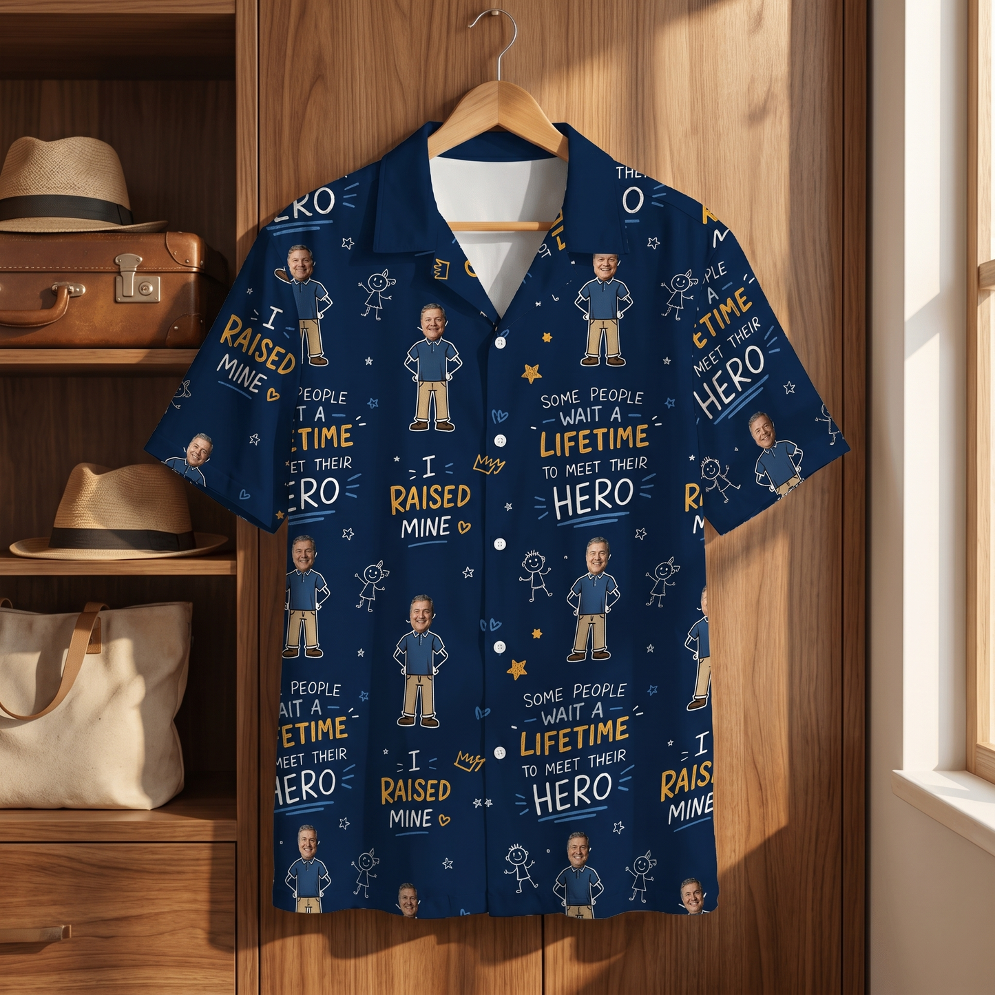 I Raised Mine Custom Photo Hawaiian Shirt – Personalized Father's Day Gift for Grandpa | Tropical Fishing & Family Vacation Shirt