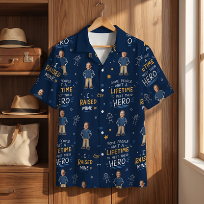 I Raised Mine Custom Photo Hawaiian Shirt – Personalized Father's Day Gift for Grandpa | Tropical Fishing & Family Vacation Shirt