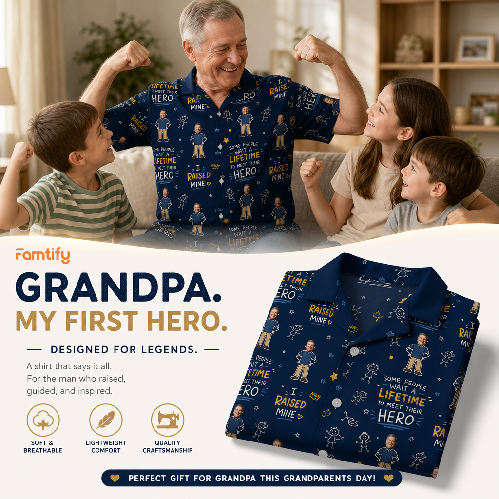 I Raised Mine Custom Photo Hawaiian Shirt – Personalized Father's Day Gift for Grandpa | Tropical Fishing & Family Vacation Shirt