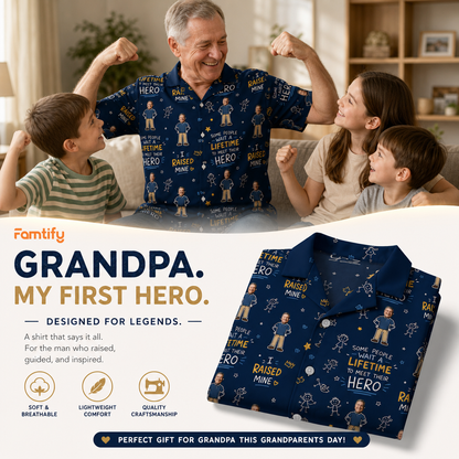 I Raised Mine Custom Photo Hawaiian Shirt – Personalized Father's Day Gift for Grandpa | Tropical Fishing & Family Vacation Shirt