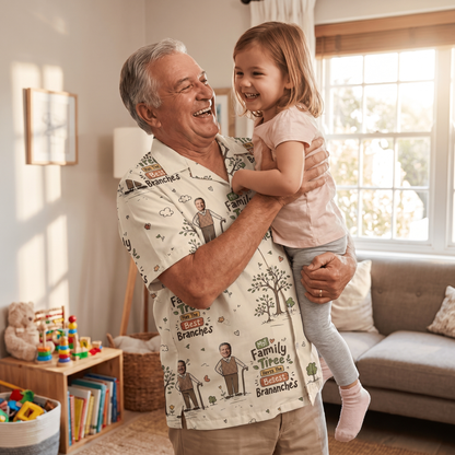 My Family Tree Has The Best Branches Custom Photo Hawaiian Shirt – Personalized Father's Day Gift for Grandpa | Tropical Family Vacation Shirt