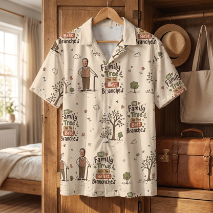 My Family Tree Has The Best Branches Custom Photo Hawaiian Shirt – Personalized Father's Day Gift for Grandpa | Tropical Family Vacation Shirt