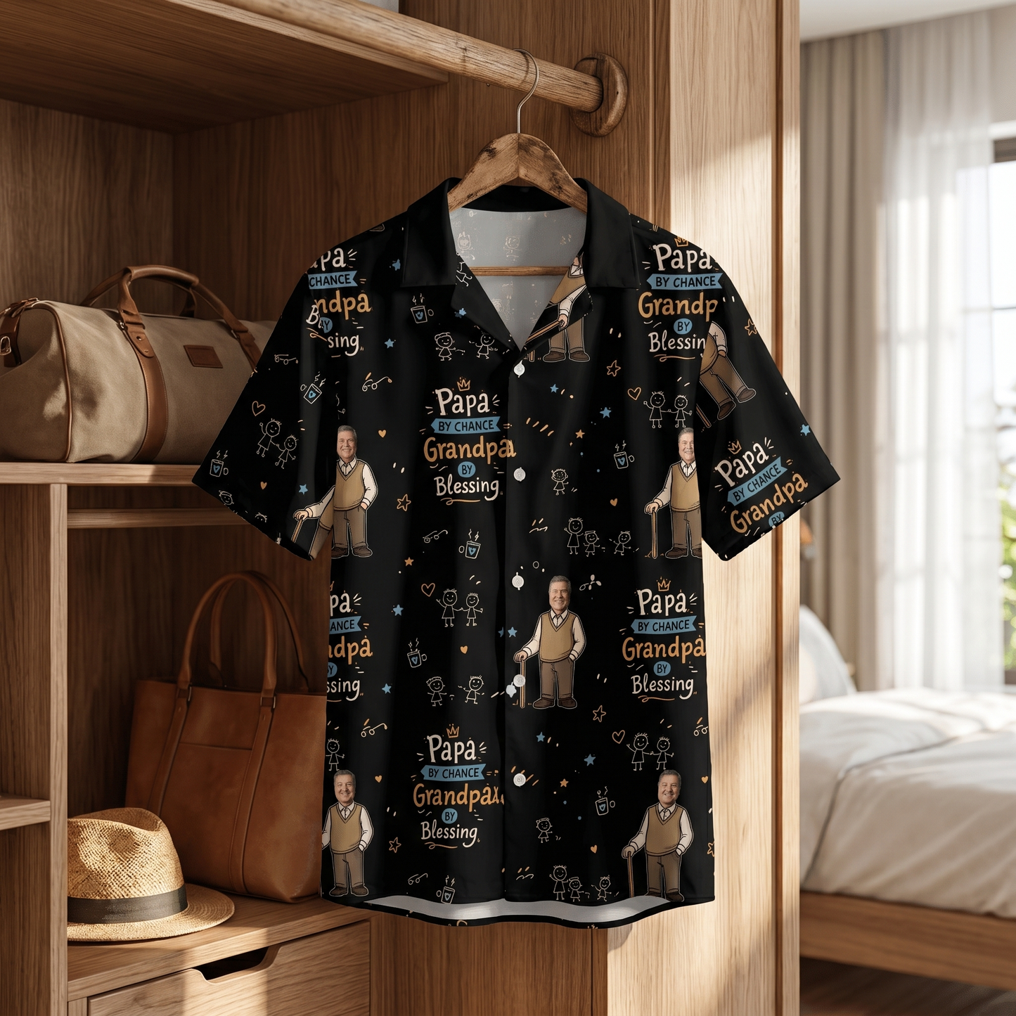 Papa By Chance Grandpa By Blessing Hawaiian Shirt | Personalized Gift for Grandpa