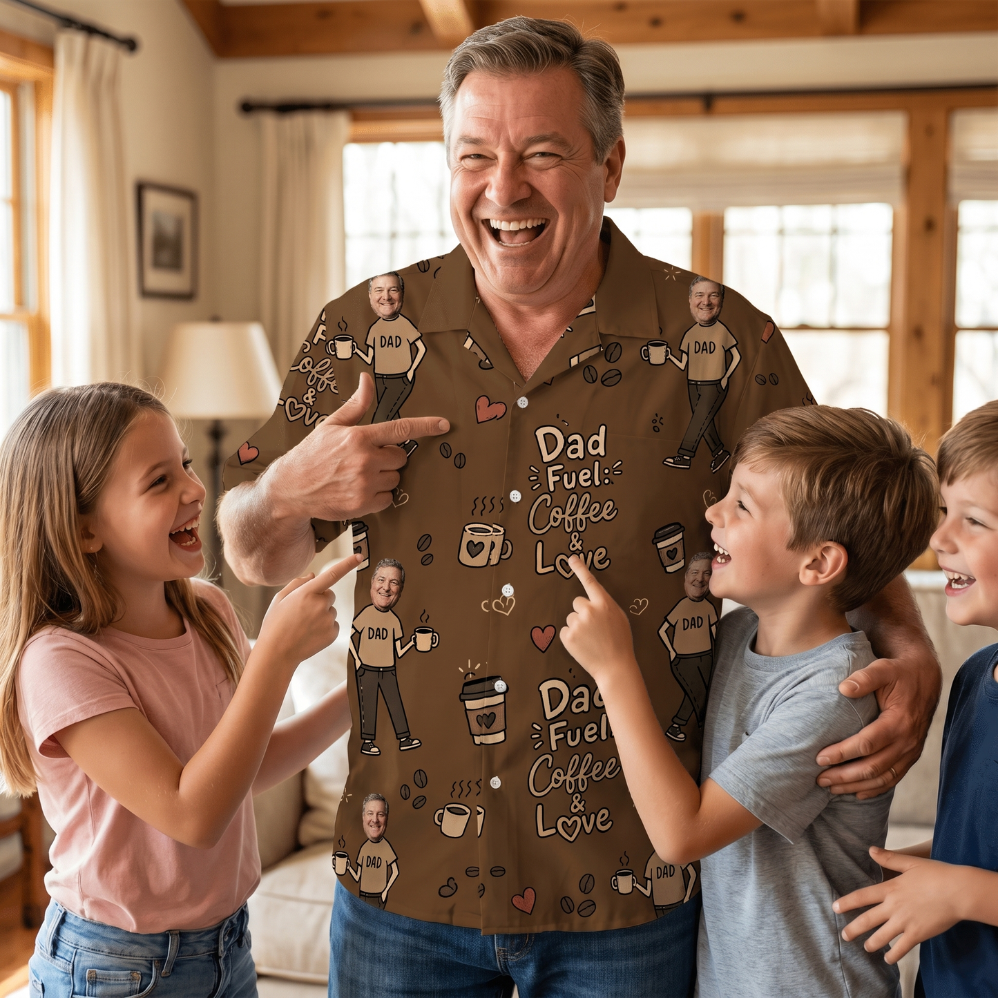 Dad Fuel Coffee And Love Hawaiian Shirt | Personalized Father's Day Gift for Dad