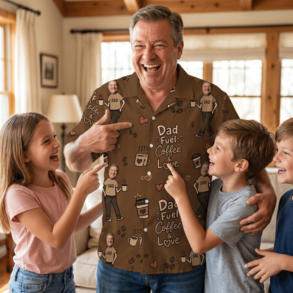Dad Fuel Coffee And Love Hawaiian Shirt | Personalized Father's Day Gift for Dad