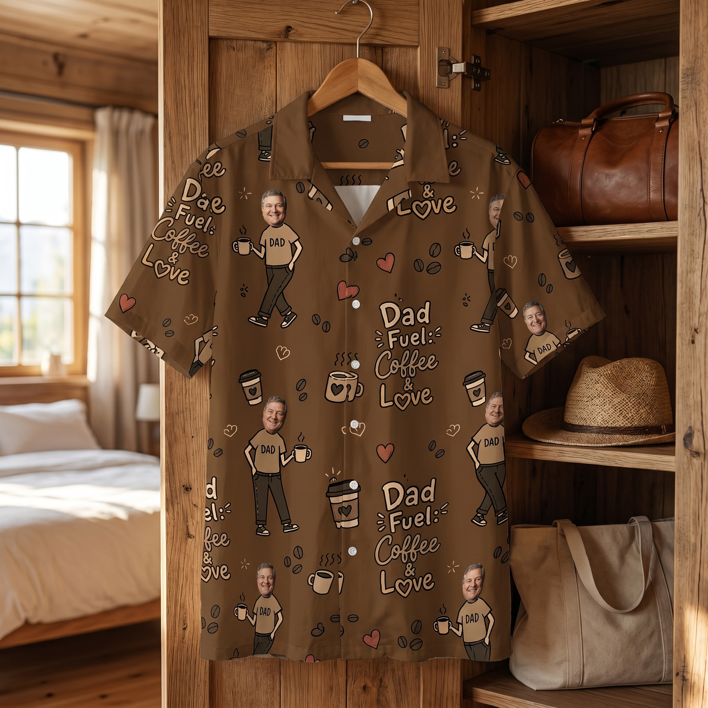 Dad Fuel Coffee And Love Hawaiian Shirt | Personalized Father's Day Gift for Dad