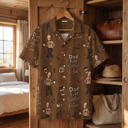Dad Fuel Coffee And Love Hawaiian Shirt | Personalized Father's Day Gift for Dad