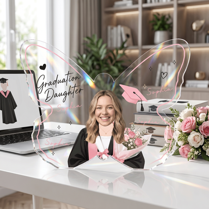 Personalized Graduation Butterfly Acrylic Plaque for Daughter – Name and Photo