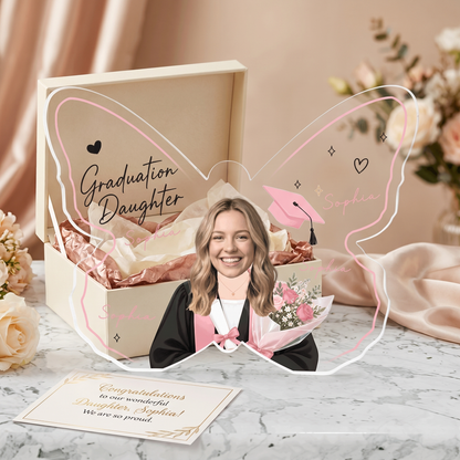 Personalized Graduation Butterfly Acrylic Plaque for Daughter – Name and Photo