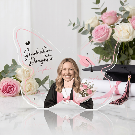 Personalized Graduation Butterfly Acrylic Plaque for Daughter - Name and Photo