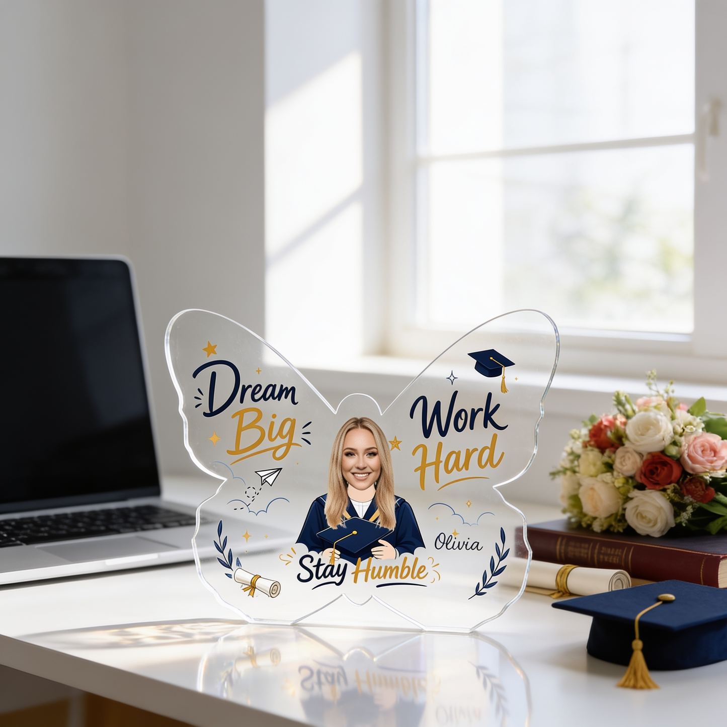 Personalized Dream Big Work Hard Graduation Acrylic Plaque – Name and Photo