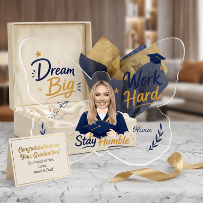 Personalized Dream Big Work Hard Graduation Acrylic Plaque – Name and Photo