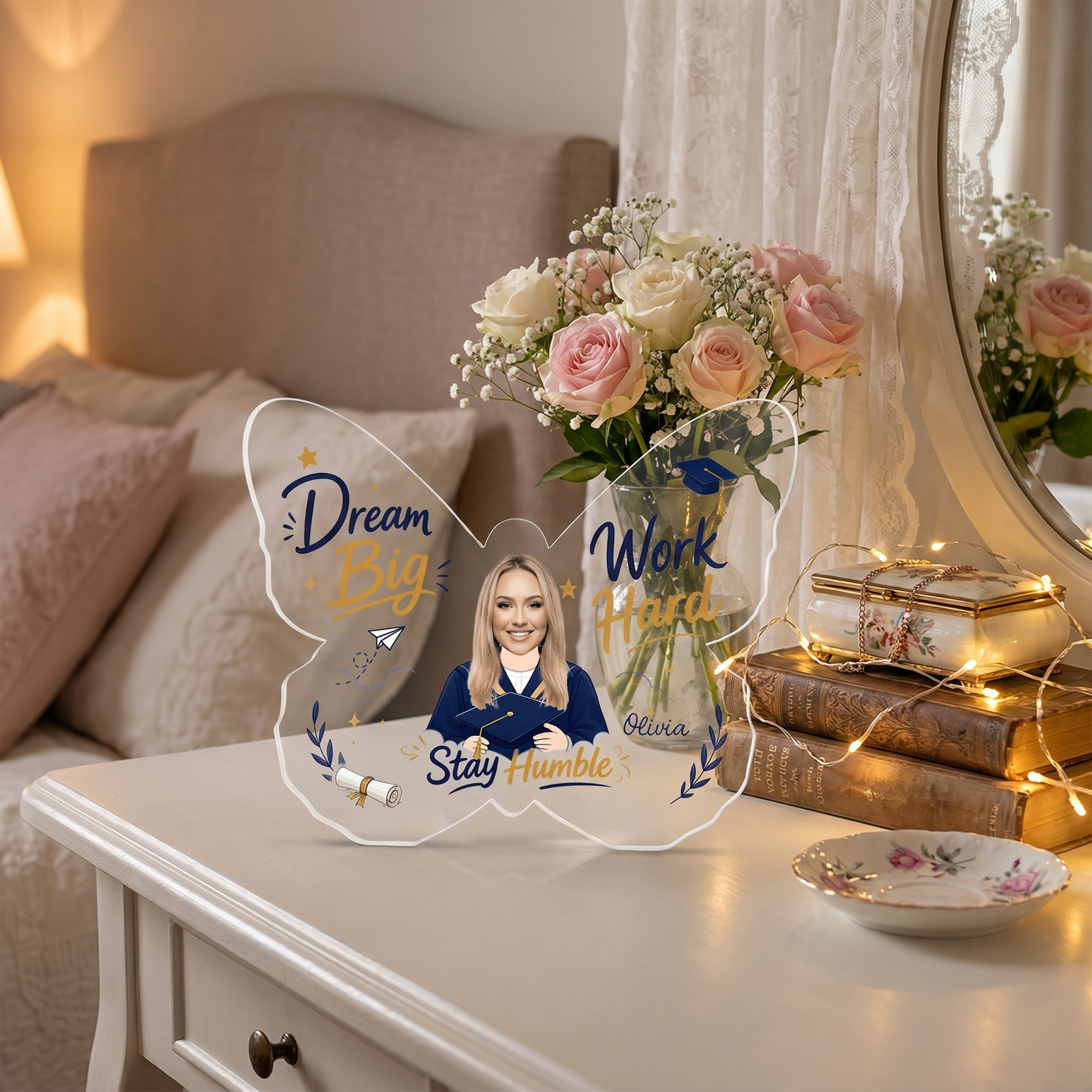 Personalized Dream Big Work Hard Graduation Acrylic Plaque – Name and Photo