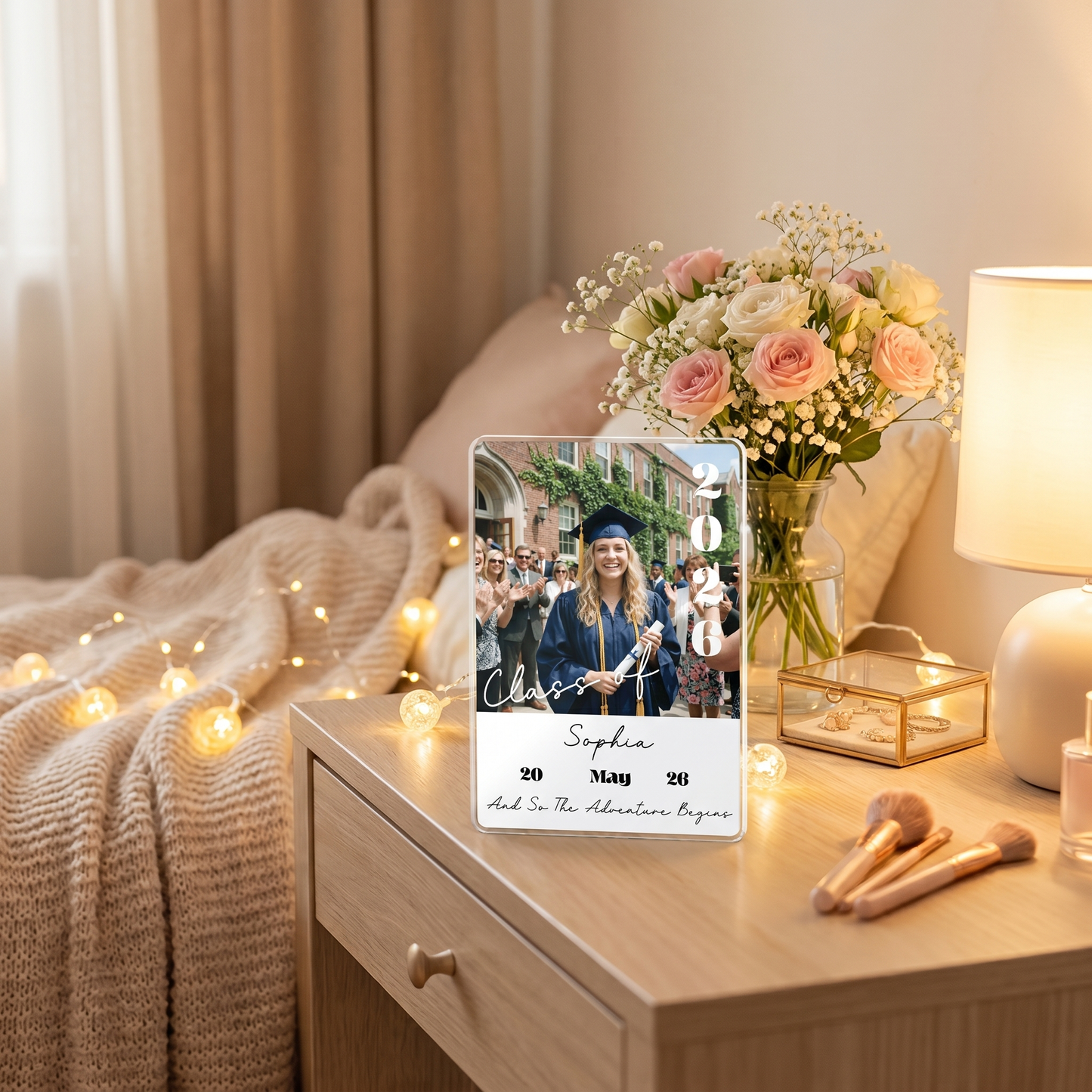 Personalized And So The Adventure Begins Graduation Acrylic Plaque – Name and Photo
