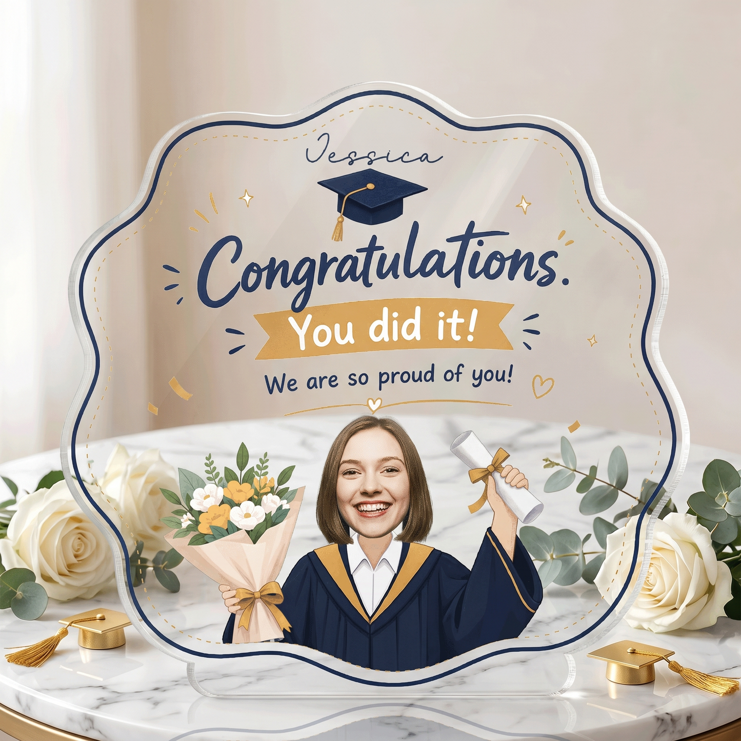Personalized Congratulations You Did It Photo Graduation Acrylic Plaque
