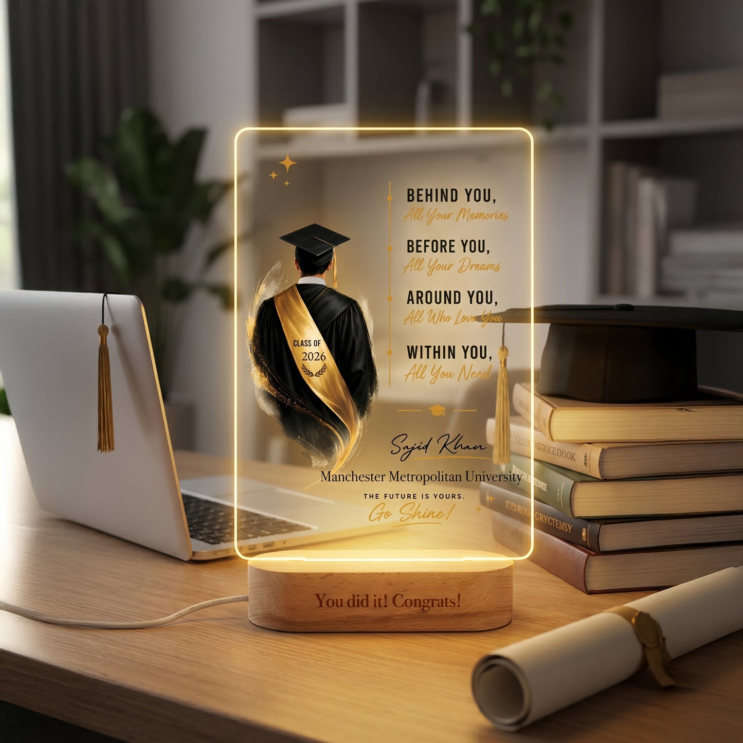 Personalized The Future Is Yours Go Shine Night Light – Graduation Gift