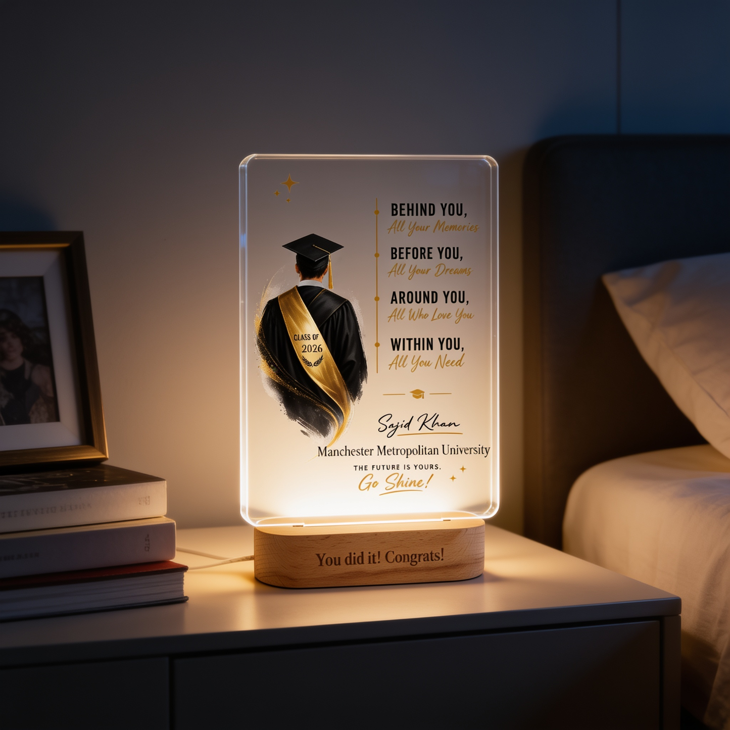 Personalized The Future Is Yours Go Shine Night Light – Graduation Gift
