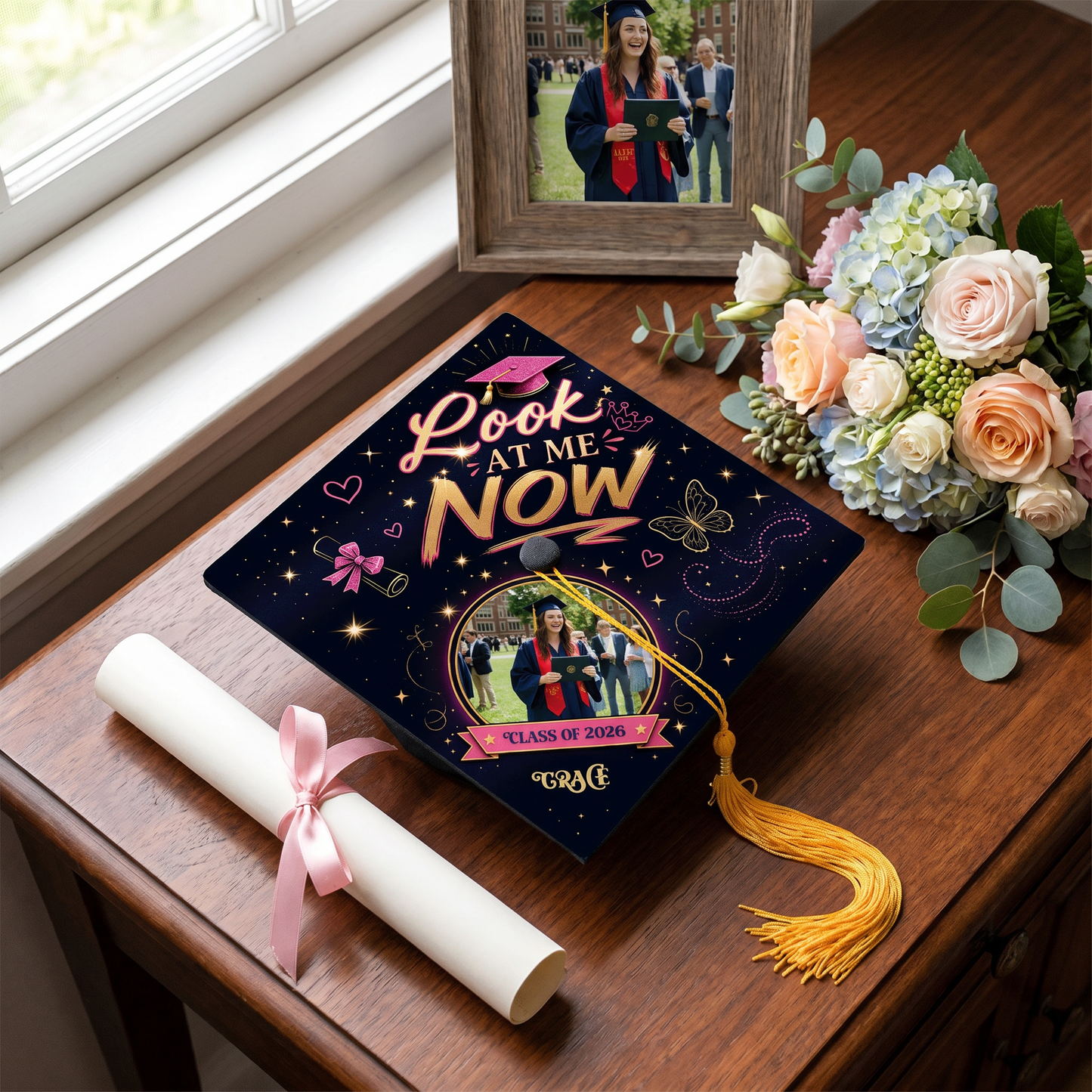 Personalized Look At Me Now Graduation Cap Topper