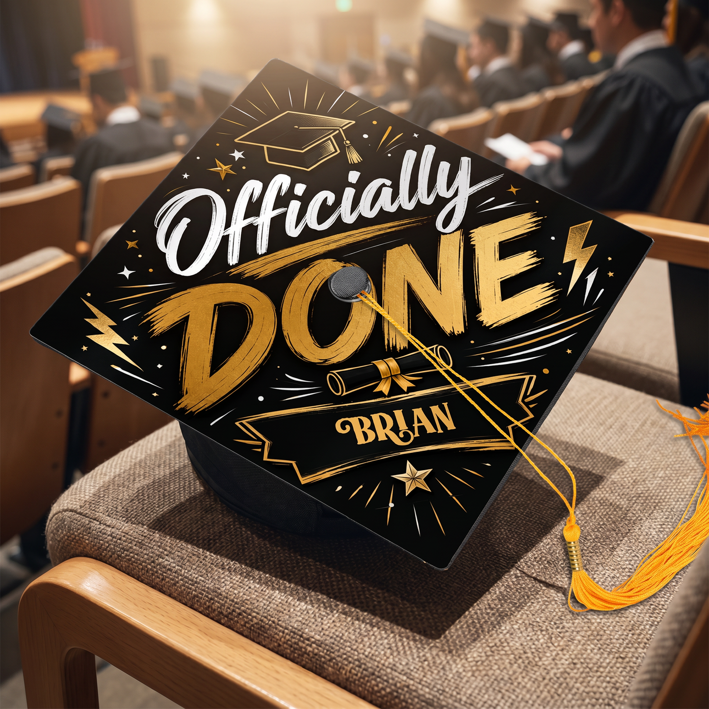Personalized Officially Done Graduation Cap Topper