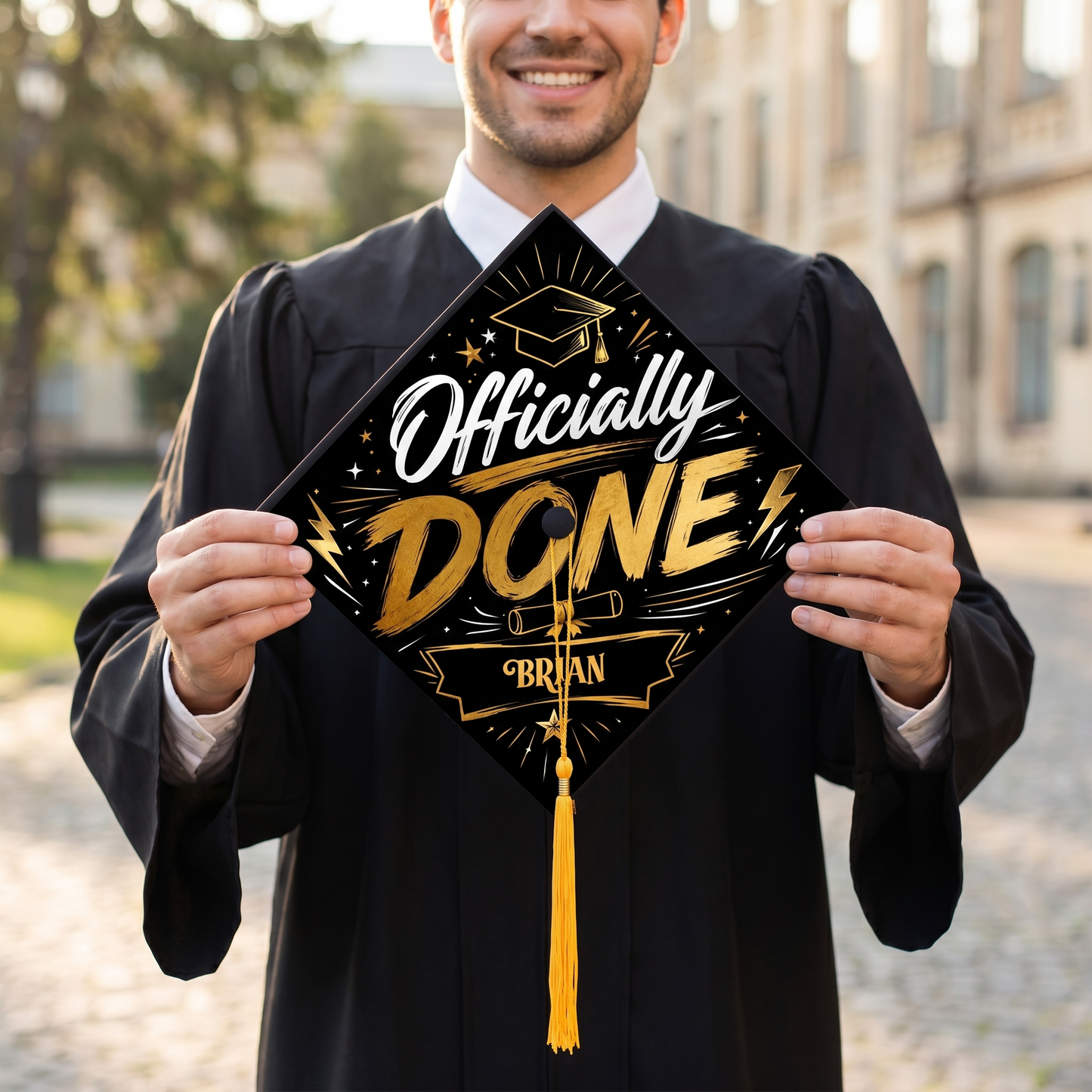 Personalized Officially Done Graduation Cap Topper