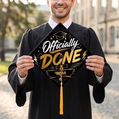 Personalized Officially Done Graduation Cap Topper