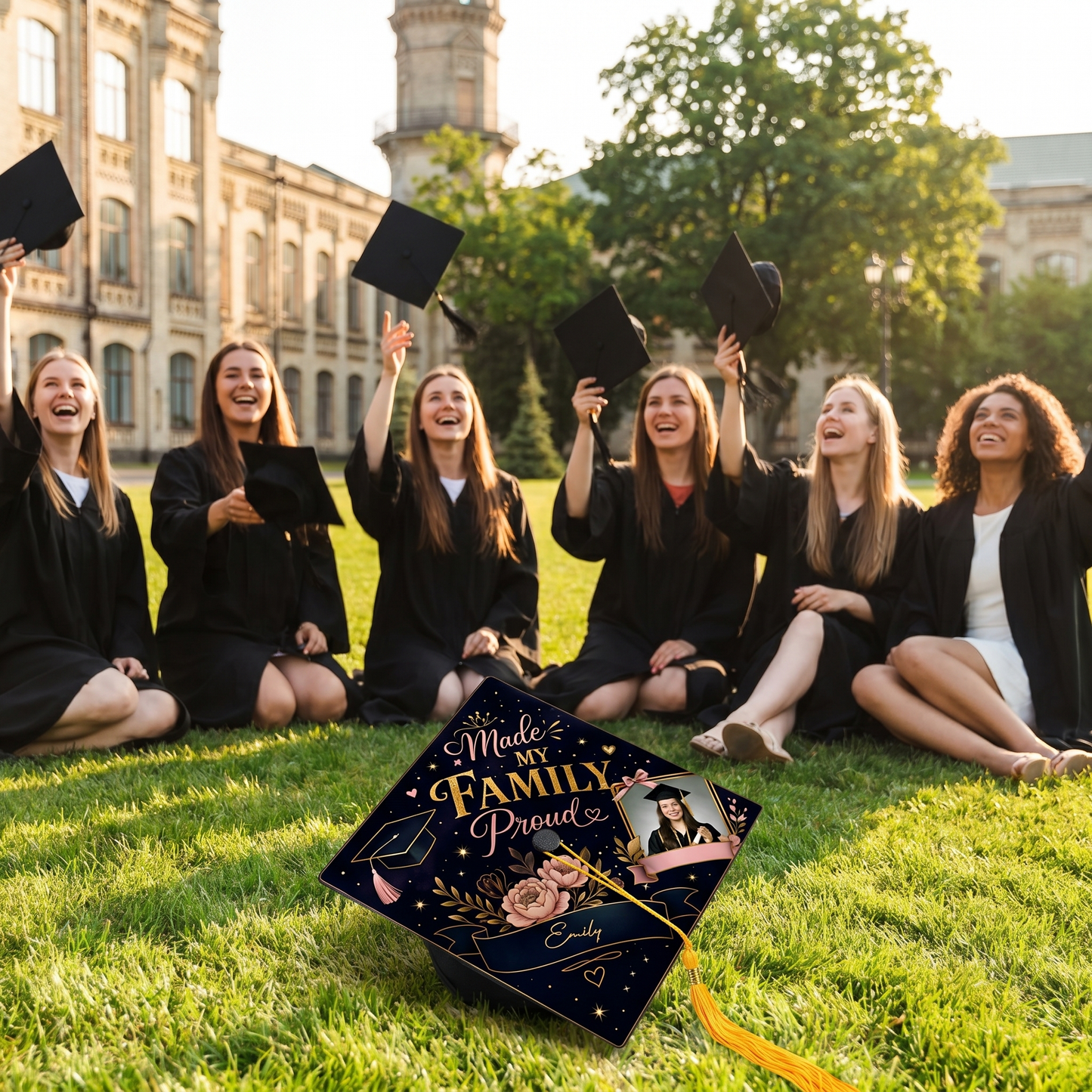 Personalized Made My Family Proud Graduation Cap Topper