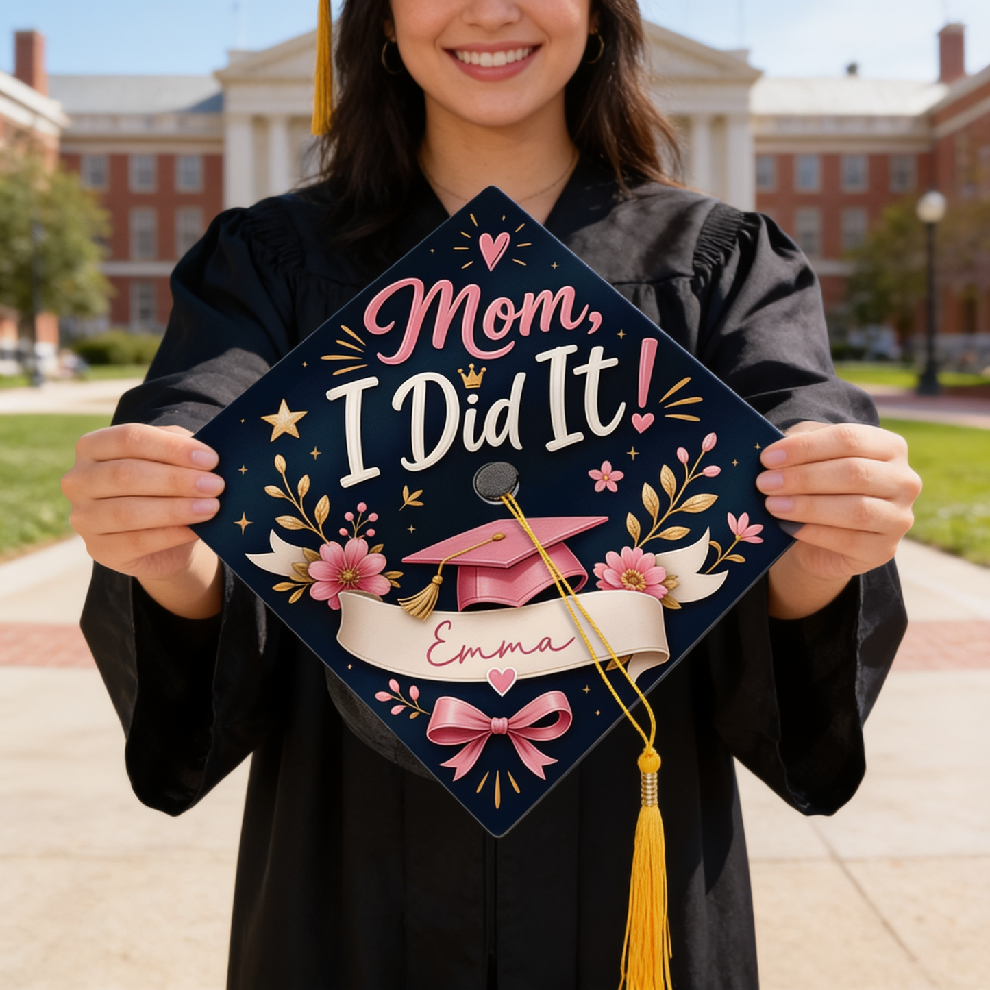 Personalized Mom I Did It Graduation Cap Topper