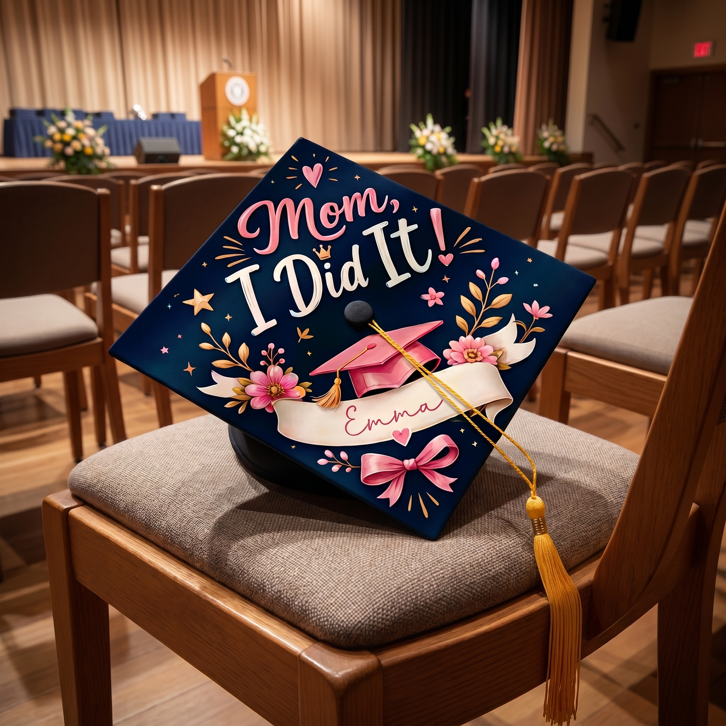 Personalized Mom I Did It Graduation Cap Topper