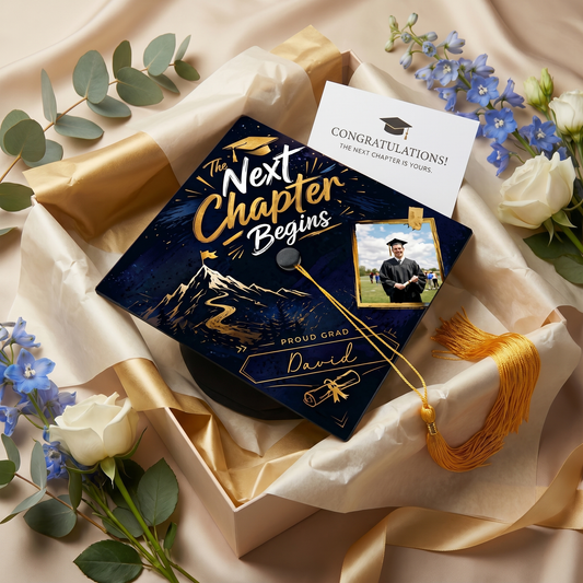 Personalized Next Chapter Begins Graduation Cap Topper