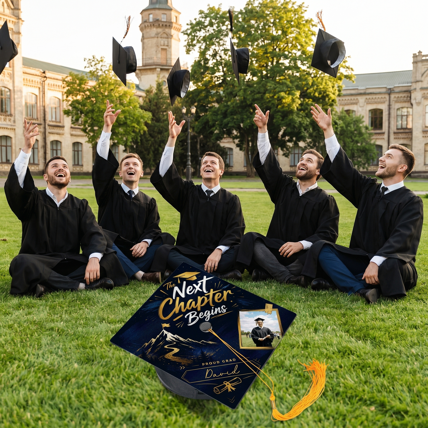 Personalized Next Chapter Begins Graduation Cap Topper