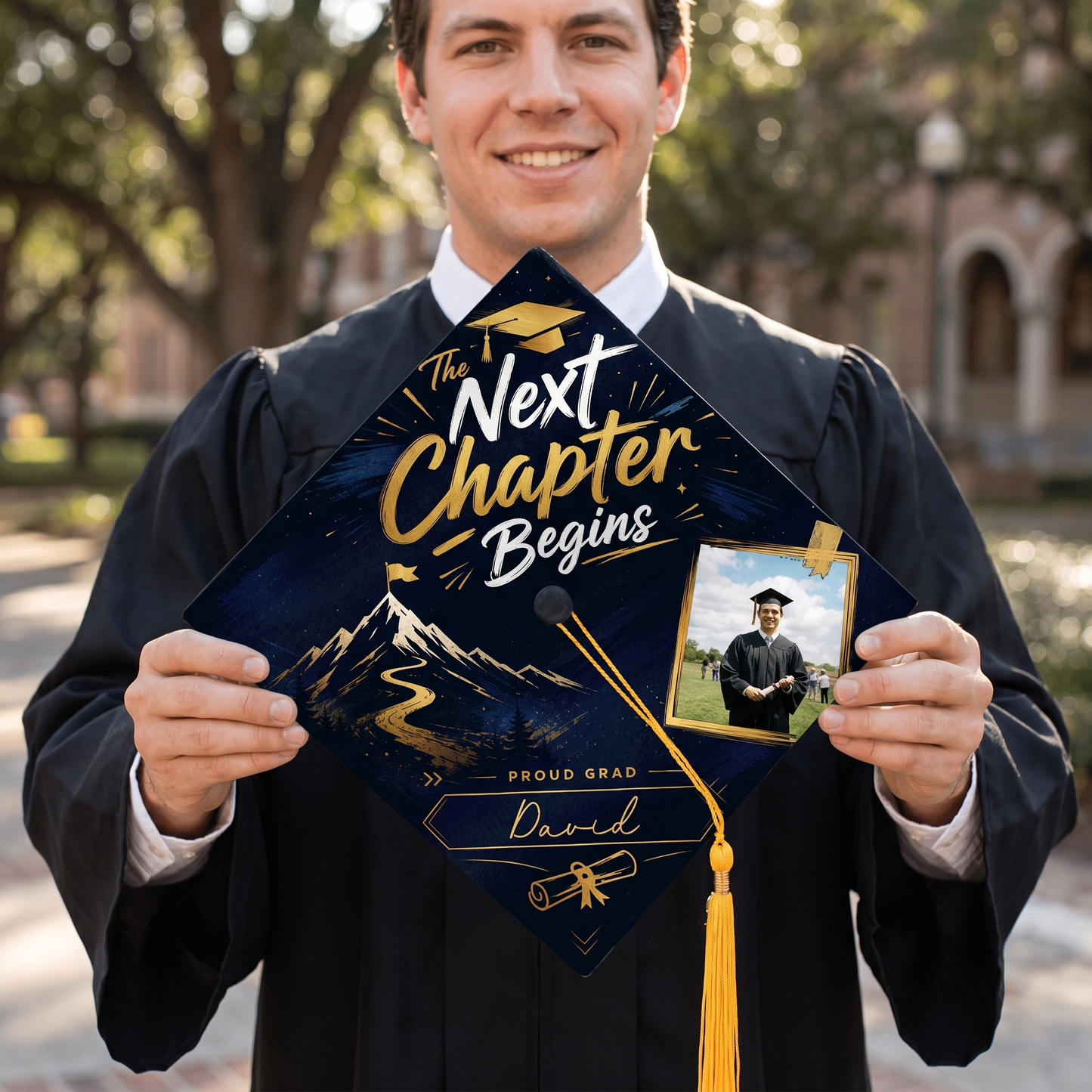 Personalized Next Chapter Begins Graduation Cap Topper