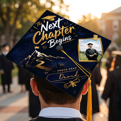 Personalized Next Chapter Begins Graduation Cap Topper