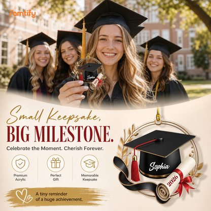 Personalized Graduation Cap Name Acrylic Ornament