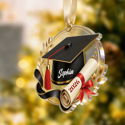 Personalized Graduation Cap Name Acrylic Ornament