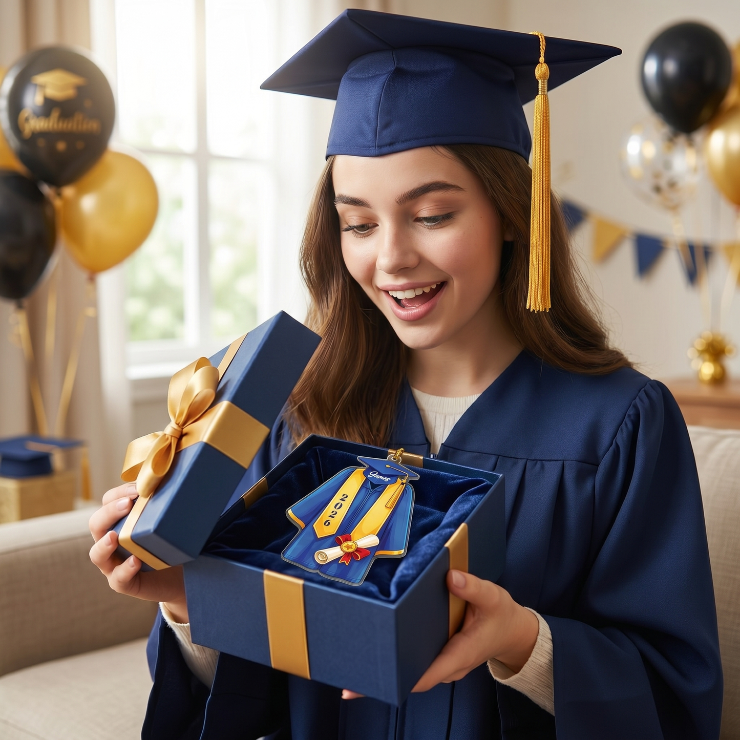 Personalized Graduation Gown Name and Year Acrylic Ornament