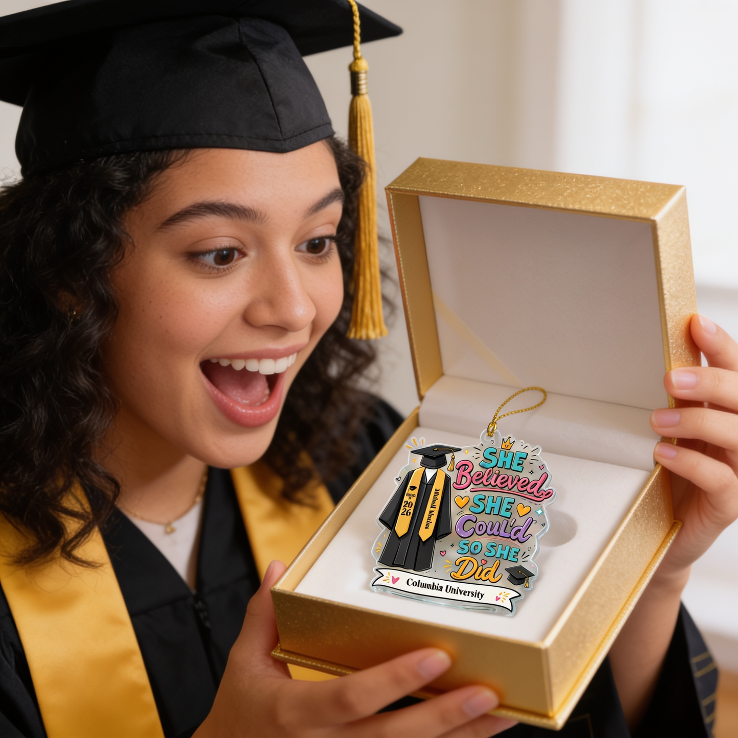 Personalized She Believed She Could So She Did Graduation Acrylic Ornament