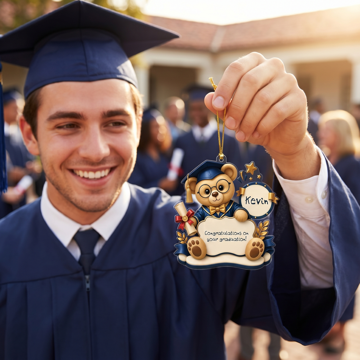 Personalized Graduation Teddy Bear Acrylic Ornament with Name