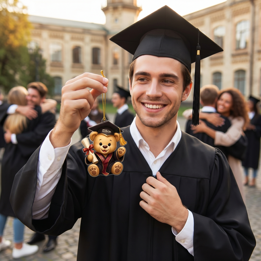 Personalized Teddy Bear Graduation Name and Year Acrylic Ornament
