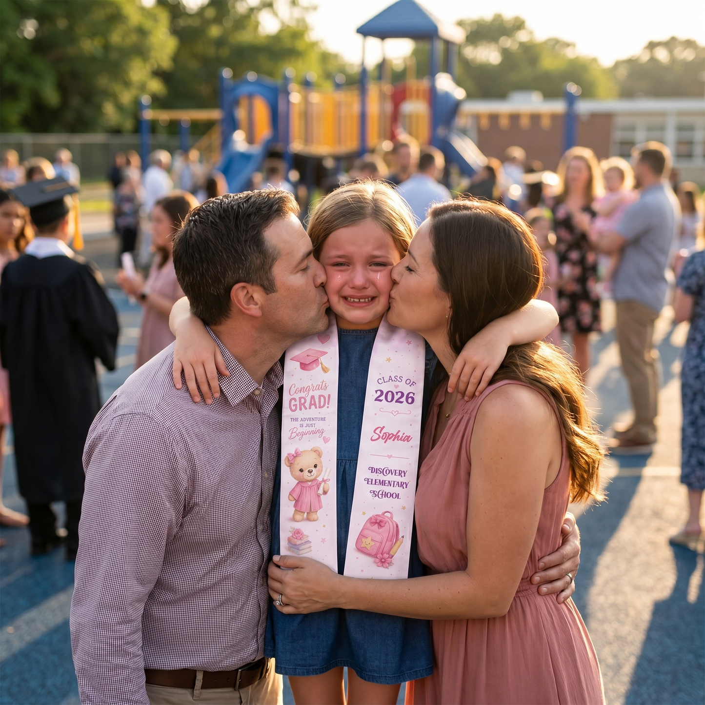 Personalized Congrats Grad Pink Kid Graduation Stole – Name and Year