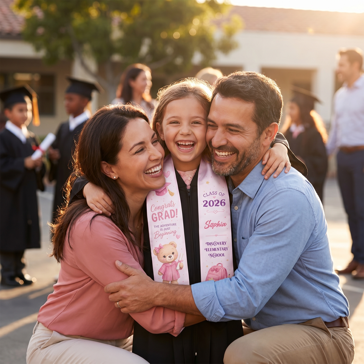 Personalized Congrats Grad Pink Kid Graduation Stole – Name and Year